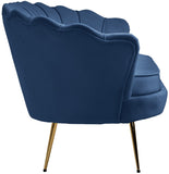 Gardenia Contemporary Loveseat with Deep Channel Tufting and Glam Gold Chrome Legs for Stylish Comfort