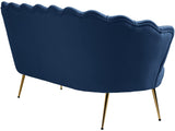 Gardenia Contemporary Loveseat with Deep Channel Tufting and Glam Gold Chrome Legs for Stylish Comfort