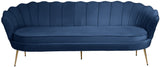 Gardenia Luxe Velvet Sofa with Glam Gold Chrome Legs and Deep Channel Tufting for Modern Elegance