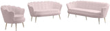 Gardenia Contemporary Loveseat with Deep Channel Tufting and Glam Gold Chrome Legs for Stylish Comfort