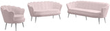 Gardenia Contemporary Loveseat with Deep Channel Tufting and Glam Gold Chrome Legs for Stylish Comfort