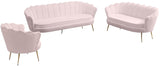 Gardenia Contemporary Loveseat with Deep Channel Tufting and Glam Gold Chrome Legs for Stylish Comfort