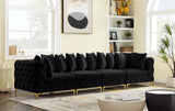 Tremblay Modular Sofa with Luxurious Velvet, Deep Button Tufting & Customizable Gold Chrome Legs