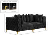 Tremblay Modular Sofa with Luxurious Velvet, Deep Button Tufting & Customizable Gold Chrome Legs