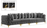 Tremblay Modular Sofa with Luxurious Velvet, Deep Button Tufting & Customizable Gold Chrome Legs