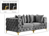 Tremblay Modular Sofa with Luxurious Velvet, Deep Button Tufting & Customizable Gold Chrome Legs