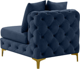 Tremblay Contemporary Armless Chair with Deep Button Tufting and Stylish Modular Gold & Chrome Legs
