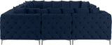 Tremblay Velvet Modular Sectional Sofa with Deep Tufting & Gold Chrome Legs for Modern Living Spaces