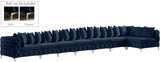 Tremblay Velvet Modular Sectional Sofa with Deep Tufting & Gold Chrome Legs for Modern Living Spaces