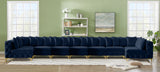 Tremblay Velvet Modular Sectional Sofa with Deep Tufting & Gold Chrome Legs for Modern Living Spaces