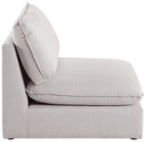 Mackenzie Contemporary Armless Chair with Elegant Linen Fabric, Modular Design for Versatile Spaces