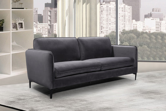 Poppy Black Velvet Sofa - Chic Contemporary Design with Plush Comfort and Stylish Matte Black Legs