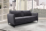 Poppy Black Velvet Sofa - Chic Contemporary Design with Plush Comfort and Stylish Matte Black Legs