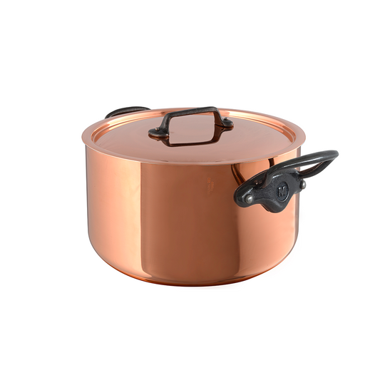 Mauviel M'Heritage 200 CI Copper Stewpan With Lid, Cast Iron Handles, 6.1-Qt