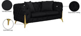 KingdomVelvet Chic Contemporary Loveseat with Deep Button Tufting and Stylish Gold Metal Legs