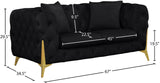 KingdomVelvet Chic Contemporary Loveseat with Deep Button Tufting and Stylish Gold Metal Legs