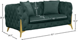 KingdomVelvet Chic Contemporary Loveseat with Deep Button Tufting and Stylish Gold Metal Legs