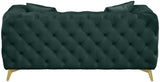 KingdomVelvet Chic Contemporary Loveseat with Deep Button Tufting and Stylish Gold Metal Legs