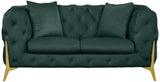 KingdomVelvet Chic Contemporary Loveseat with Deep Button Tufting and Stylish Gold Metal Legs