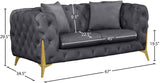 KingdomVelvet Chic Contemporary Loveseat with Deep Button Tufting and Stylish Gold Metal Legs