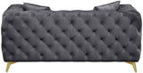 KingdomVelvet Chic Contemporary Loveseat with Deep Button Tufting and Stylish Gold Metal Legs
