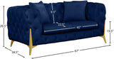 KingdomVelvet Chic Contemporary Loveseat with Deep Button Tufting and Stylish Gold Metal Legs