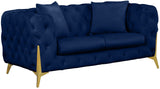 KingdomVelvet Chic Contemporary Loveseat with Deep Button Tufting and Stylish Gold Metal Legs