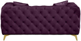 KingdomVelvet Chic Contemporary Loveseat with Deep Button Tufting and Stylish Gold Metal Legs
