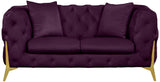 KingdomVelvet Chic Contemporary Loveseat with Deep Button Tufting and Stylish Gold Metal Legs
