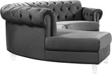 Anabella Contemporary 3pc Sectional with Deep Tufting and Chrome Nailheads for Elegant Living Spaces