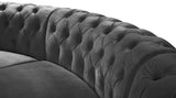 Anabella Contemporary 3pc Sectional with Deep Tufting and Chrome Nailheads for Elegant Living Spaces