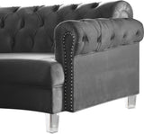 Anabella Contemporary 3pc Sectional with Deep Tufting and Chrome Nailheads for Elegant Living Spaces