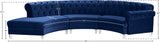 Anabella Contemporary 3pc Sectional with Deep Tufting and Chrome Nailheads for Elegant Living Spaces