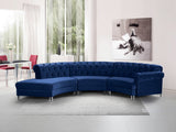 Anabella Contemporary 3pc Sectional with Deep Tufting and Chrome Nailheads for Elegant Living Spaces