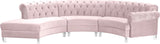 Anabella Contemporary 3pc Sectional with Deep Tufting and Chrome Nailheads for Elegant Living Spaces