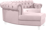 Anabella Contemporary 3pc Sectional with Deep Tufting and Chrome Nailheads for Elegant Living Spaces