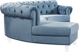 Anabella Contemporary 3pc Sectional with Deep Tufting and Chrome Nailheads for Elegant Living Spaces