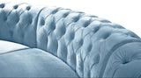 Anabella Contemporary 3pc Sectional with Deep Tufting and Chrome Nailheads for Elegant Living Spaces
