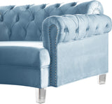 Anabella Contemporary 3pc Sectional with Deep Tufting and Chrome Nailheads for Elegant Living Spaces