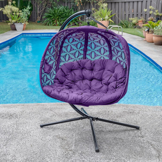 Hanging Pumpkin Patio Loveseat in Flower of Life purple