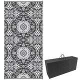Outsunny 9' x 18' Reversible Outdoor Rug, Waterproof Plastic Straw, Portable RV Camping Carpet, Gray & White, for Backyard, Picnic, Beach