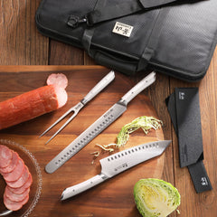 HELENA Series 9-Piece BBQ Knife Set with Black Bag, Forged German Steel