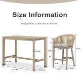 PURPLE LEAF Counter Stools Bar Stools Rattan Bar Stools Wicker Bar Chairs Woven Aluminum Barstools with Back and Cushions