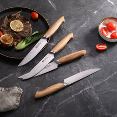 OLIV Series 4-Piece Fine-Edge Steak Knife Set, Forged Swedish 14C28N Steel, 501653