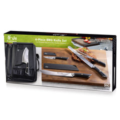 ELBERT Series 6-Piece BBQ Knife Kit with Black Knife Bag, Forged German Steel