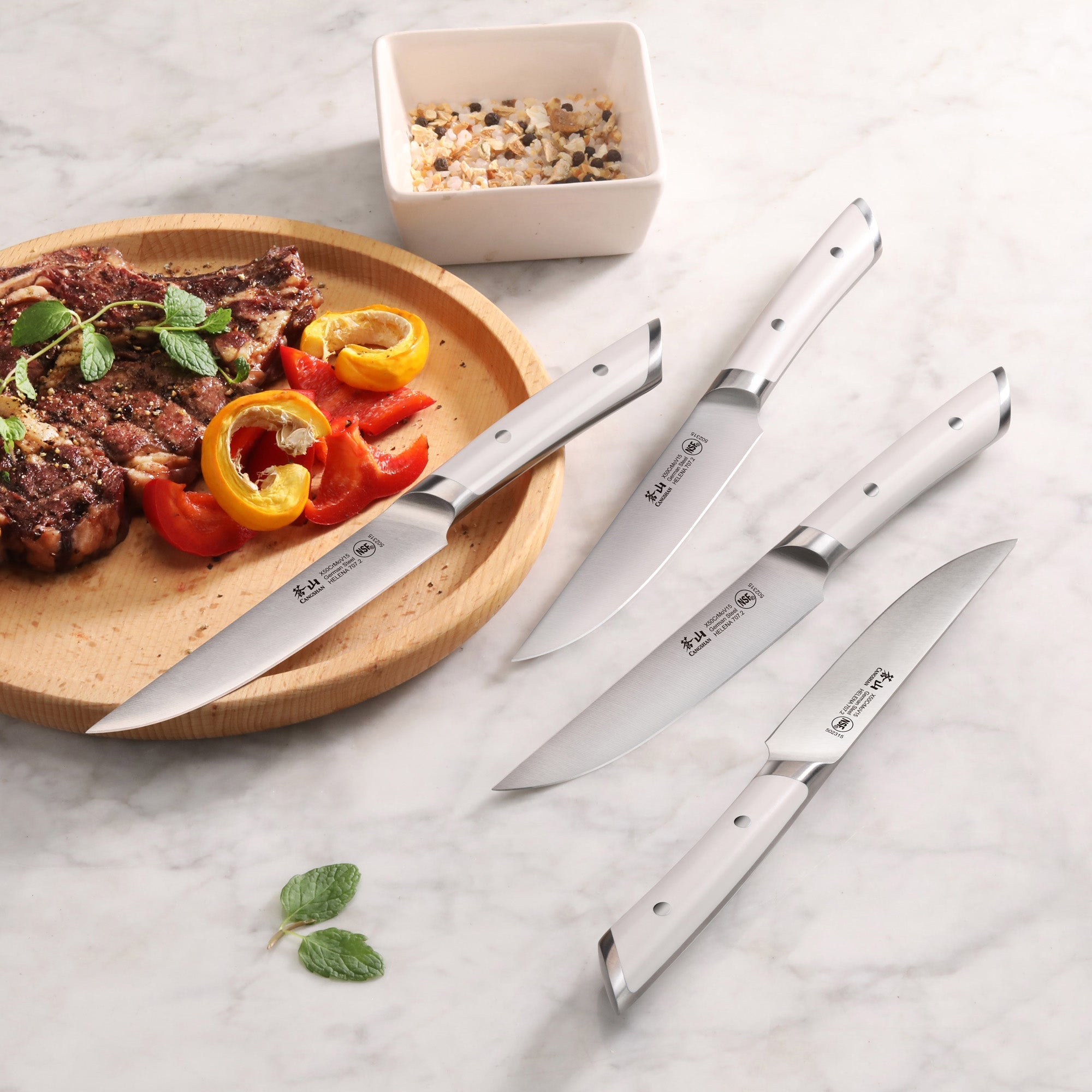 HELENA Series 4-Piece Fine-Edge Steak Knife Set, Forged German Steel