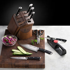 H Series 10-Piece Knife Block Set, Forged German Steel, Acacia Block, 1026160