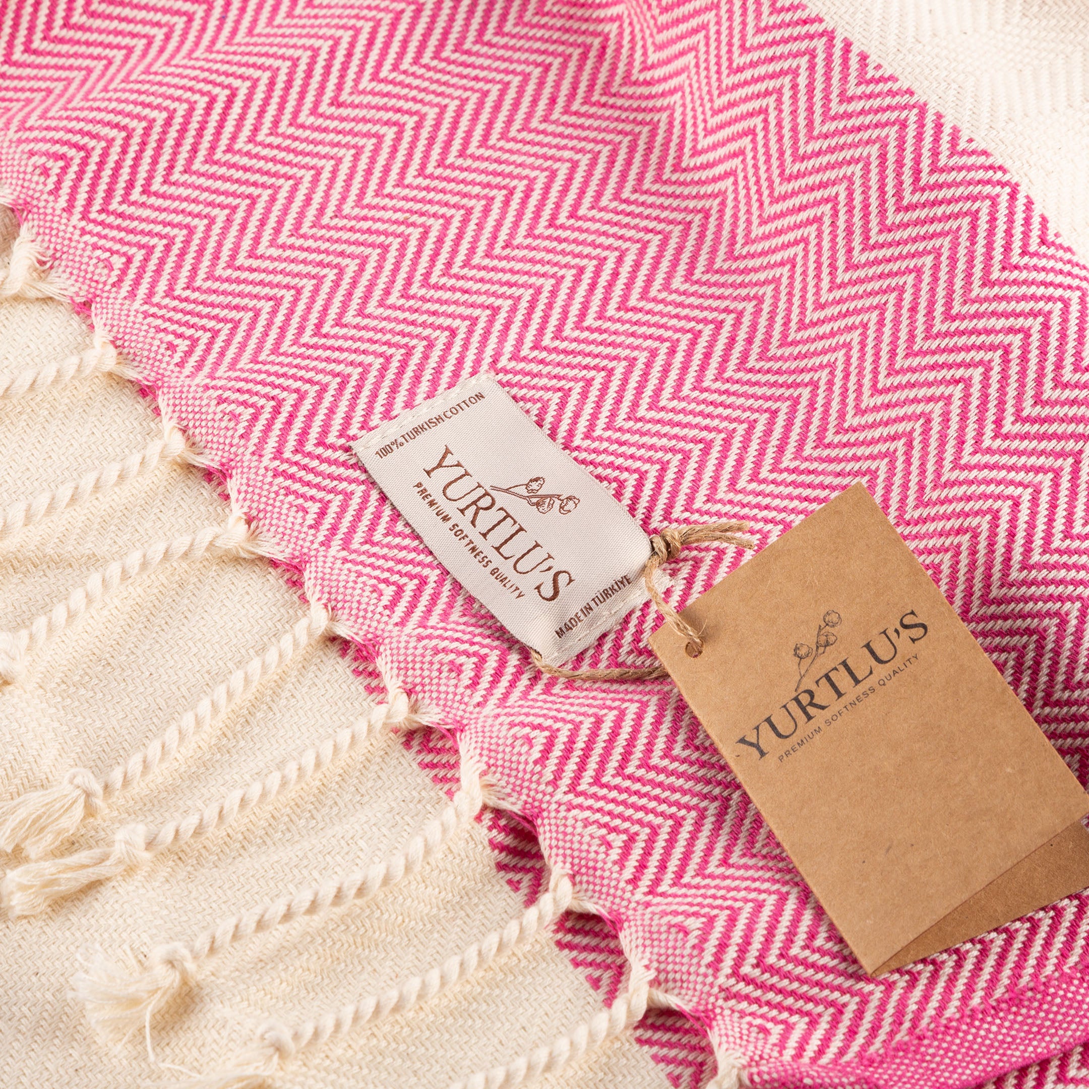 YURTLU’S Golden Sands Series Premium Turkish Towel – Pink