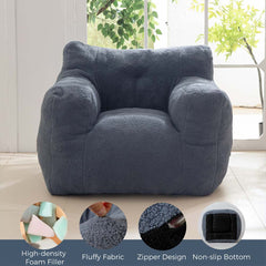 MAXYOYO Sherpa Bean Bag Chair, Boucle Tufted Bean Bag Sofa, Living Room Bean Bag Couch for Adults Kids, Dusty Blue