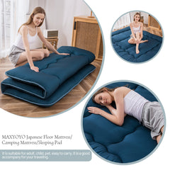 MAXYOYO Portable Futon Mattress,Japanese Floor Mattress, Bluestone